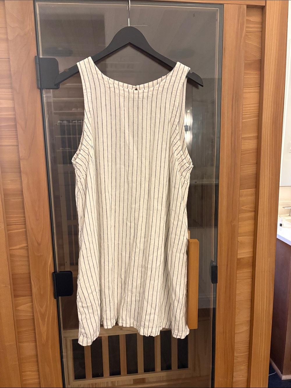 a new day White and Black Striped Sleeveless Mini Dress